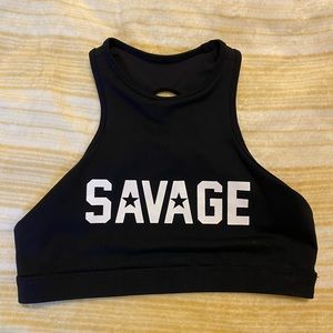 Black Savage Barbell high neck sports bra. Size large